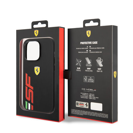 Ferrari Ferrari iPhone 14 Pro Back cover coque - Leather - Big SF Logo - Noir Ferrari Ferrari iPhone 14 Pro Back cover coque - Leather - Big SF Logo - Noir