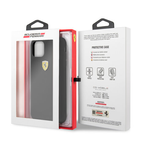Ferrari Ferrari iPhone 11 Pro Max Backcover hoesje - Silicone - Printed Logo - Zwart Ferrari Ferrari iPhone 11 Pro Max Backcover hoesje - Silicone - Printed Logo - Zwart