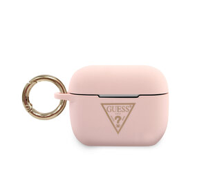 Guess Guess AirPods Pro & Pro 2 Case - Silicone With Ring - Triangle Logo - Roze