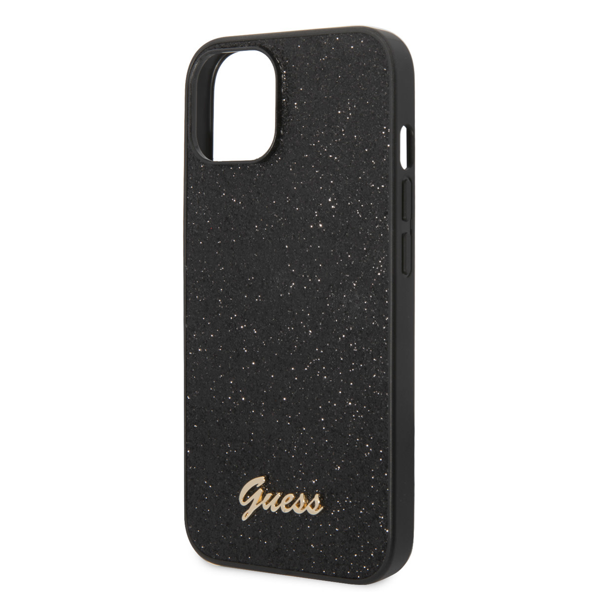 Guess Guess iPhone 14 Plus & 15 Plus Backcover hoesje - Fixed Glitter - Script Metal Logo - Zwart, foto 5 van 6