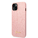 Guess Guess iPhone 14 Plus & 15 Plus Back cover case - Fixed Glitter - Script Metal Logo - Pink Guess Guess iPhone 14 Plus & 15 Plus Back cover case - Fixed Glitter - Script Metal Logo - Pink
