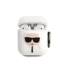 Karl Lagerfeld Airpods - Airpods 2 Case - Silicone - Ikonic Karl - White
