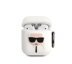 Karl Lagerfeld Karl Lagerfeld Airpods - Airpods 2 Case - Silicone - Ikonic Karl - Wit Karl Lagerfeld Karl Lagerfeld Airpods - Airpods 2 Case - Silicone - Ikonic Karl - Wit