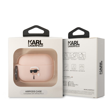 Karl Lagerfeld Karl Lagerfeld Airpods Pro & Pro 2 Case - NFT Karl Head - Rose