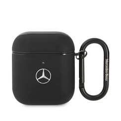 Mercedes-Benz Airpods - Airpods 2 Case - Genuine Leather - Black Hook - Black