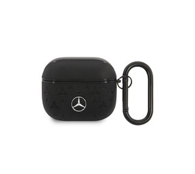 Mercedes-Benz Mercedes-Benz Airpods 3 Case - Genuine Leather - Stars Pattern - Zwart Mercedes-Benz Mercedes-Benz Airpods 3 Case - Genuine Leather - Stars Pattern - Zwart