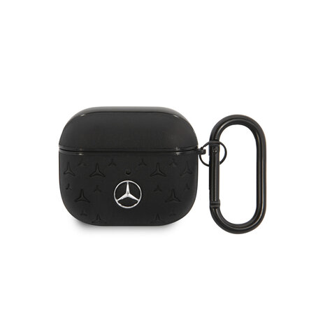 Mercedes-Benz Mercedes-Benz Airpods 3 Case - Genuine Leather - Stars Pattern - Zwart Mercedes-Benz Mercedes-Benz Airpods 3 Case - Genuine Leather - Stars Pattern - Zwart