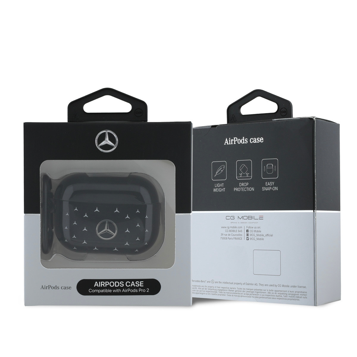 Mercedes-Benz Mercedes-Benz AirPods Pro & Pro 2 Case - Stars Pattern Small - Zwart, foto 4 van 4