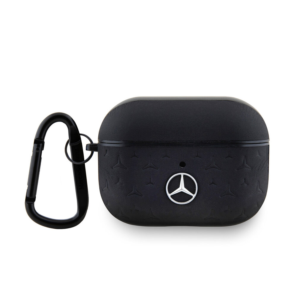 Mercedes-Benz Mercedes-Benz Airpods Pro & Pro 2 Case - Genuine Leather - Stars Pattern - Noir