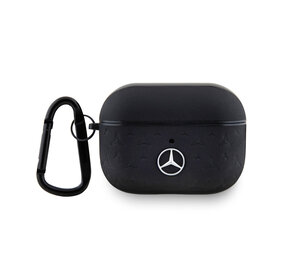 Mercedes-Benz Mercedes-Benz AirPods Pro & Pro 2 Case - Genuine Leather - Stars Pattern - Zwart