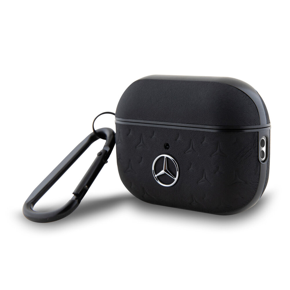 Mercedes-Benz Mercedes-Benz Airpods Pro & Pro 2 Case - Genuine Leather - Stars Pattern - Noir