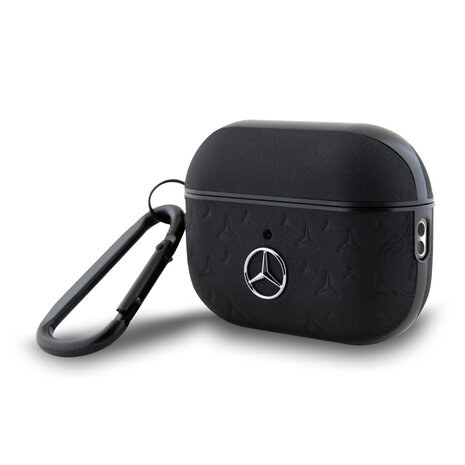 Mercedes-Benz Mercedes-Benz Airpods Pro & Pro 2 Case - Genuine Leather - Stars Pattern - Noir