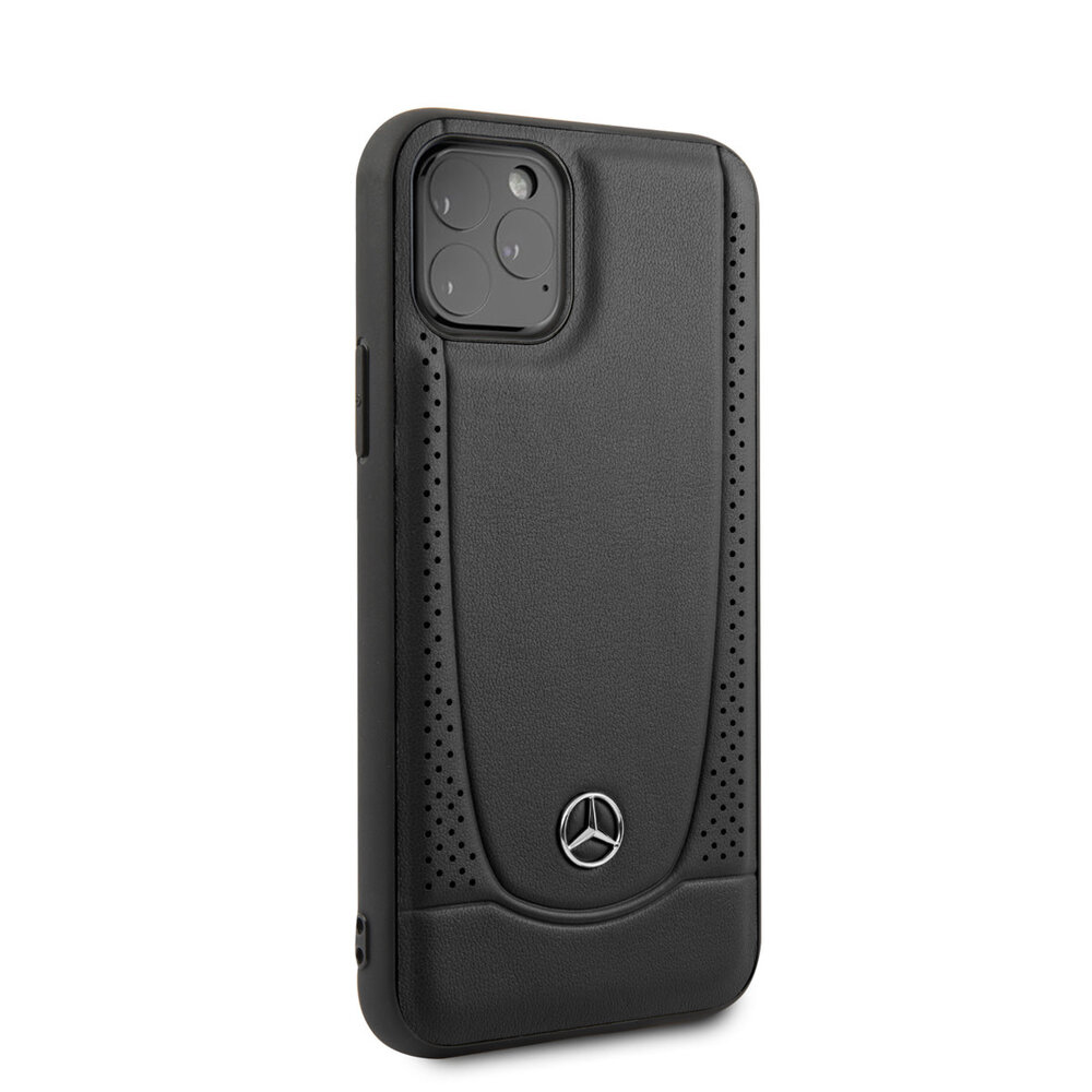 Mercedes-Benz Mercedes-Benz iPhone 11 Pro Back-Cover hul - Genuine Leather - Perforated Urban - Schwarz Mercedes-Benz Mercedes-Benz iPhone 11 Pro Back-Cover hul - Genuine Leather - Perforated Urban - Schwarz
