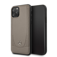 Mercedes-Benz iPhone 11 Pro Backcover hoesje - Genuine Leather - Perforated Urban - Bruin