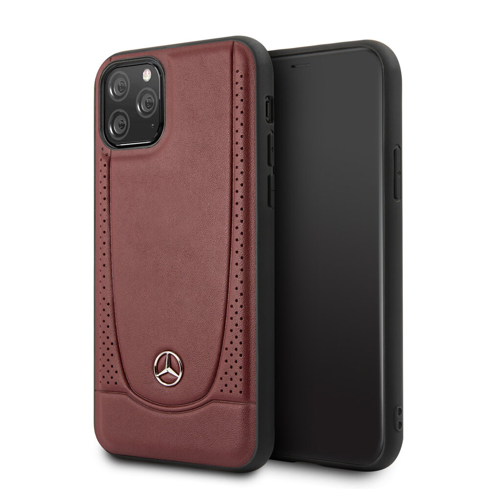 Mercedes-Benz Mercedes-Benz iPhone 11 Pro Back-Cover hul - Genuine Leather - Perforated Urban - Rot Mercedes-Benz Mercedes-Benz iPhone 11 Pro Back-Cover hul - Genuine Leather - Perforated Urban - Rot