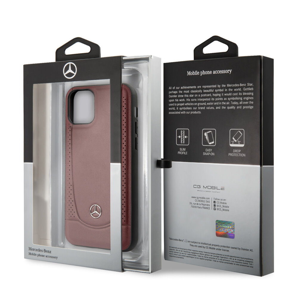 Mercedes-Benz Mercedes-Benz iPhone 11 Pro Backcover hoesje - Genuine Leather - Perforated Urban - Rood Mercedes-Benz Mercedes-Benz iPhone 11 Pro Backcover hoesje - Genuine Leather - Perforated Urban - Rood