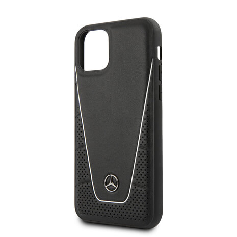 Mercedes-Benz Mercedes-Benz iPhone 11 Pro Back cover coque - Genuine Leather - Perforated Urban - White Line - Noir Mercedes-Benz Mercedes-Benz iPhone 11 Pro Back cover coque - Genuine Leather - Perforated Urban - White Line - Noir