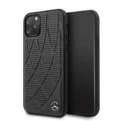 Mercedes-Benz iPhone 11 Pro Back cover case - Genuine Leather - Perforated Bow Line - Black