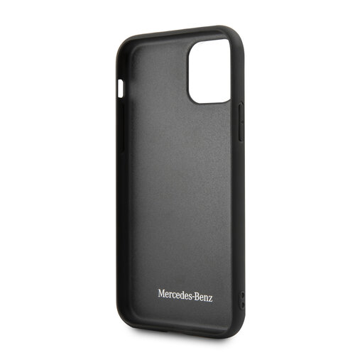 Mercedes-Benz Mercedes-Benz iPhone 11 Pro Backcover hoesje - Genuine Leather - Perforated Bow Line - Zwart