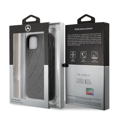 Mercedes-Benz Mercedes-Benz iPhone 11 Pro Backcover hoesje - Genuine Leather - Perforated Bow Line - Zwart