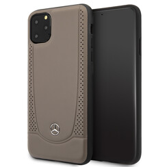 Mercedes-Benz iPhone 11 Pro Max Backcover hoesje - Genuine Leather - Perforated Urban - Bruin