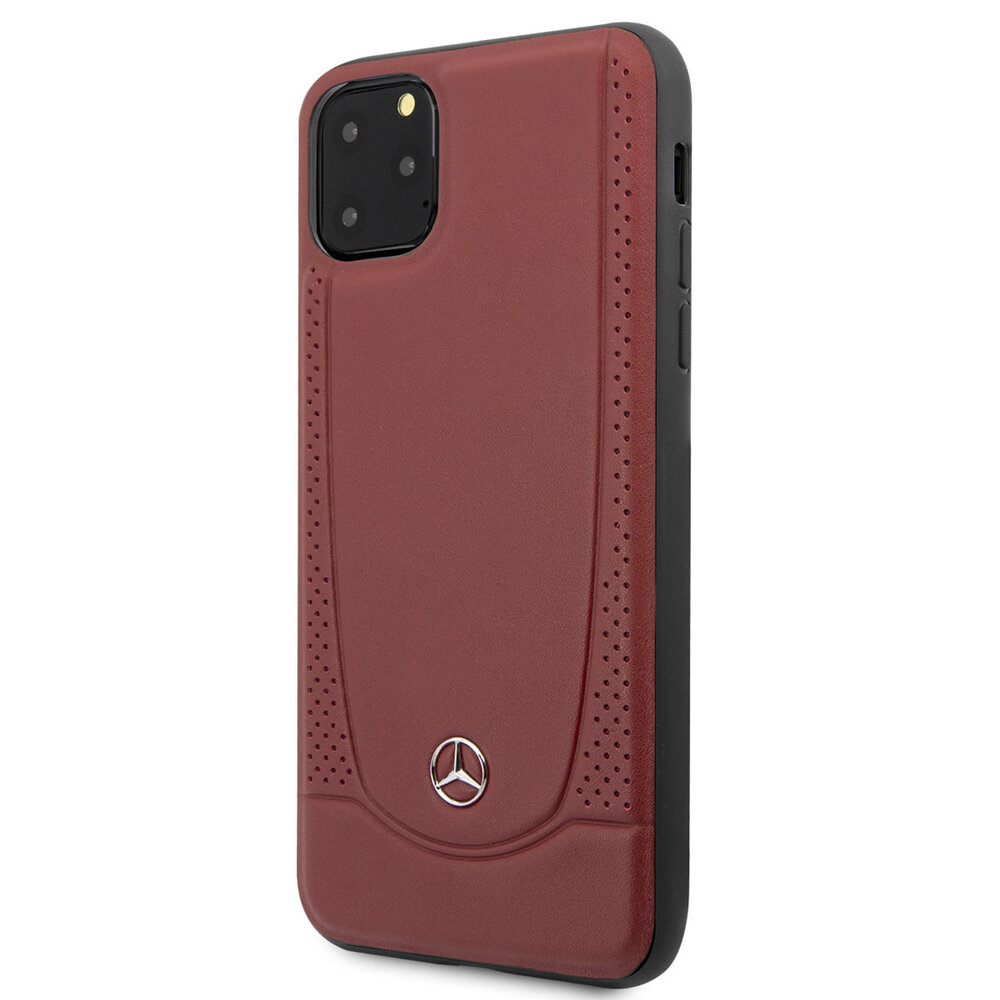 Mercedes-Benz Mercedes-Benz iPhone 11 Pro Max Backcover hoesje - Genuine Leather - Perforated Urban - Rood Mercedes-Benz Mercedes-Benz iPhone 11 Pro Max Backcover hoesje - Genuine Leather - Perforated Urban - Rood