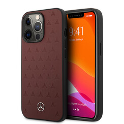 Mercedes-Benz iPhone 13 Pro Back cover coque - Genuine Leather - Stars Pattern - Rouge