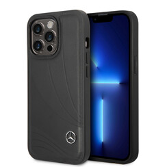 Mercedes-Benz iPhone 14 Pro Backcover hoesje - Genuine Leather - New Wave - Zwart