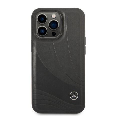 Mercedes-Benz Mercedes-Benz iPhone 14 Pro Back-Cover hul - Genuine Leather - New Wave - Schwarz Mercedes-Benz Mercedes-Benz iPhone 14 Pro Back-Cover hul - Genuine Leather - New Wave - Schwarz
