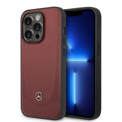 Mercedes-Benz iPhone 14 Pro Back cover case - Genuine Leather - Perforated - Red
