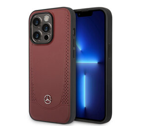 Mercedes-Benz Mercedes-Benz iPhone 14 Pro Back cover case - Genuine Leather - Perforated - Red Mercedes-Benz Mercedes-Benz iPhone 14 Pro Back cover case - Genuine Leather - Perforated - Red