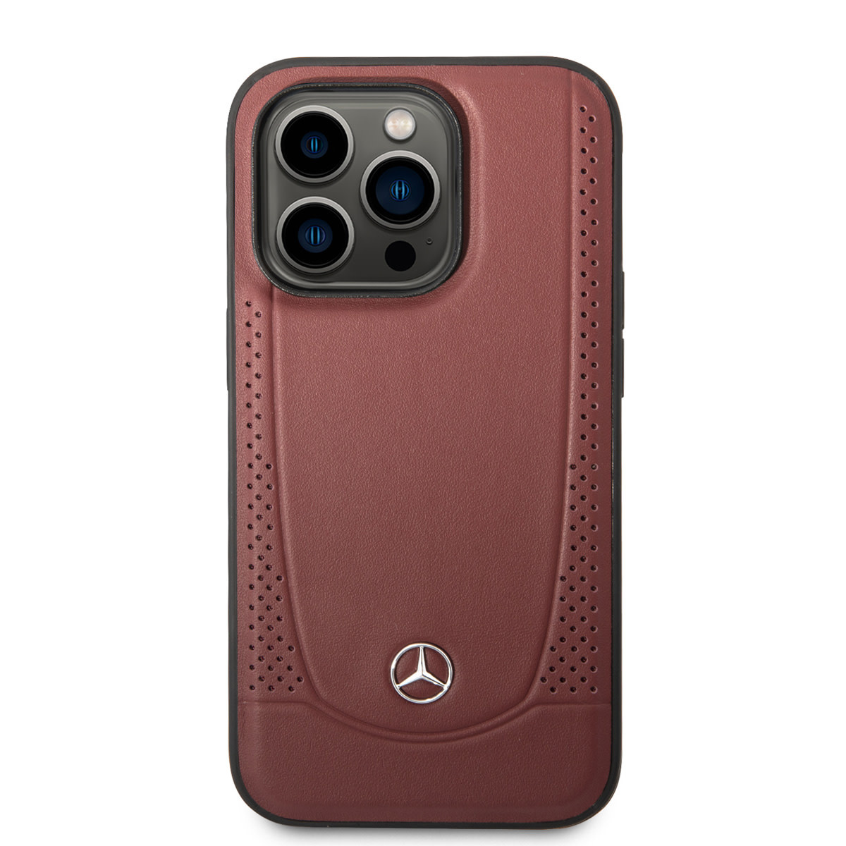 Mercedes-Benz Mercedes-Benz iPhone 14 Pro Backcover hoesje - Genuine Leather - Perforated - Rood, foto 3 van 6