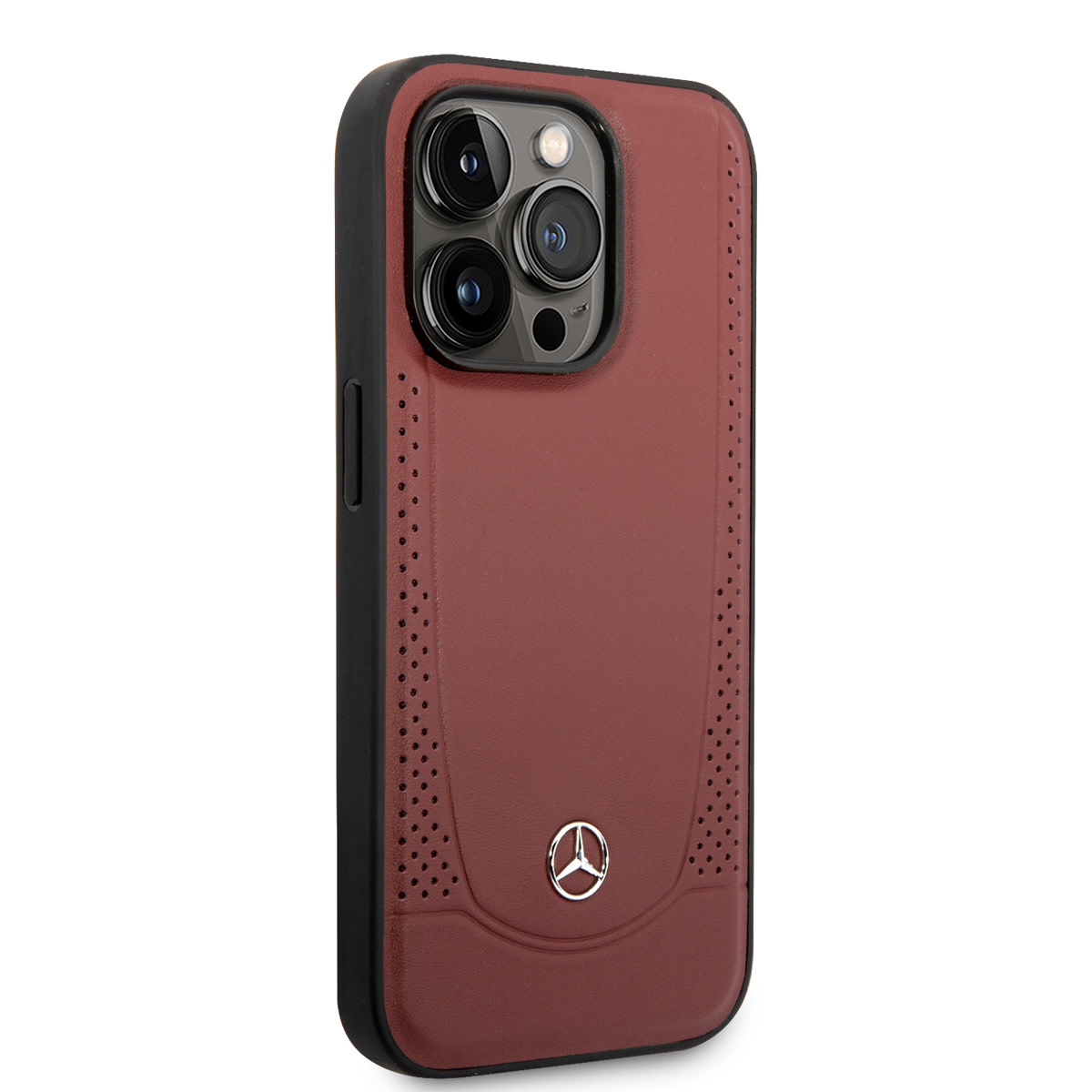 Mercedes-Benz Mercedes-Benz iPhone 14 Pro Backcover hoesje - Genuine Leather - Perforated - Rood, foto 4 van 6