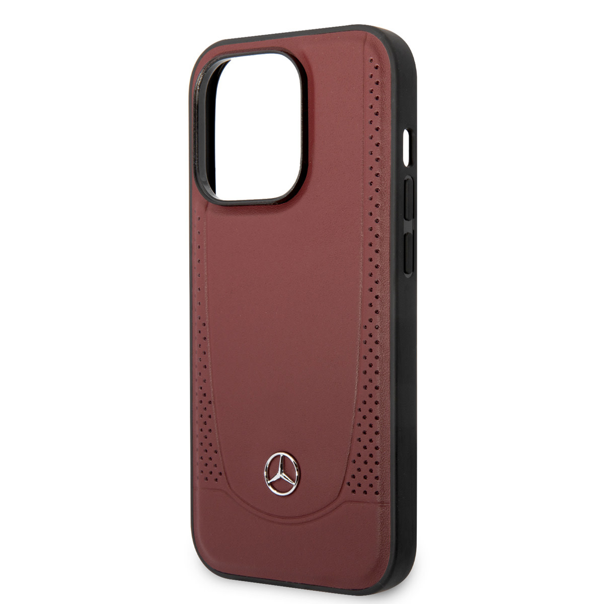 Mercedes-Benz Mercedes-Benz iPhone 14 Pro Backcover hoesje - Genuine Leather - Perforated - Rood, foto 6 van 6