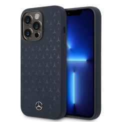 Mercedes-Benz iPhone 15 Pro Backcover hoesje - Magsafe - Liquid Silicone - Stars Pattern - Blauw