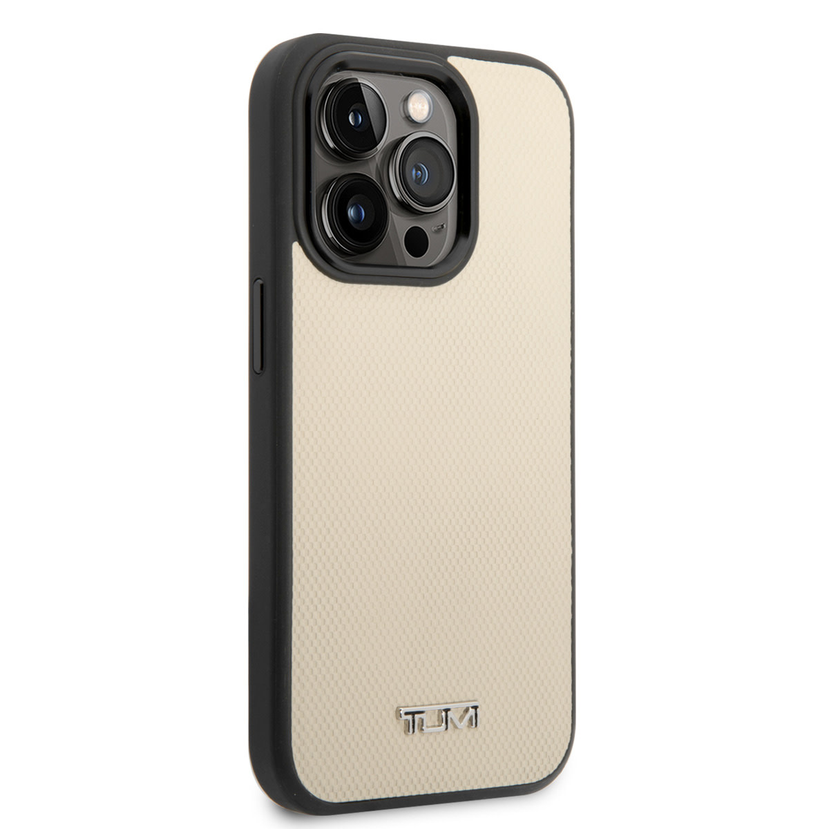 Tumi Tumi iPhone 14 Pro Backcover hoesje - Magsafe - Leather - Embossed Balistic Pattern - Beige, foto 4 van 6