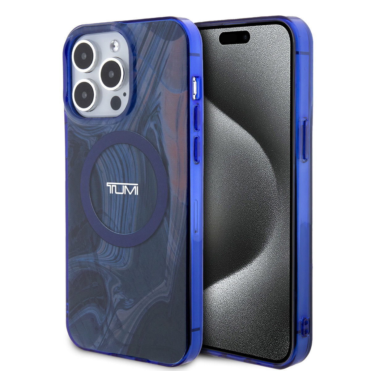 Tumi Tumi iPhone 15 Pro Backcover hoesje - Magsafe - Double Layer - Liquid Print - Blauw