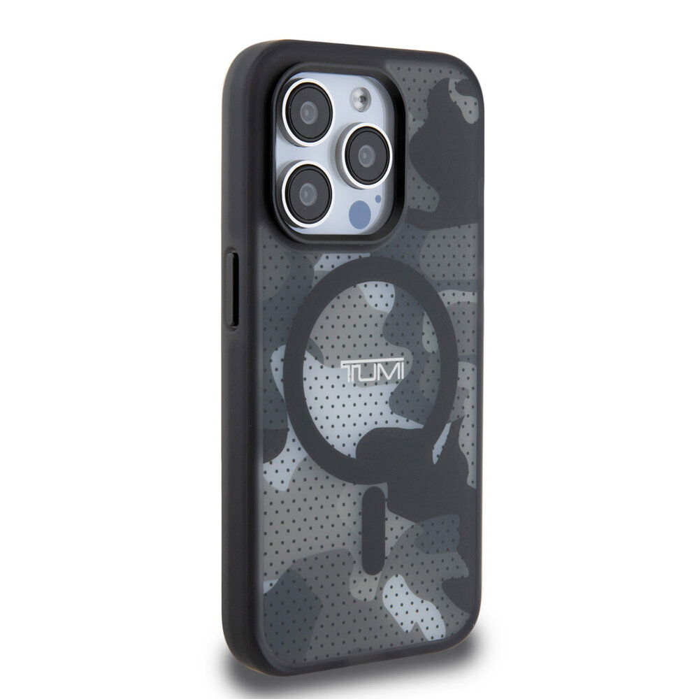 Tumi Tumi iPhone 15 Pro Back cover case - Magsafe - Frosted Camouflage Design - Black Tumi Tumi iPhone 15 Pro Back cover case - Magsafe - Frosted Camouflage Design - Black