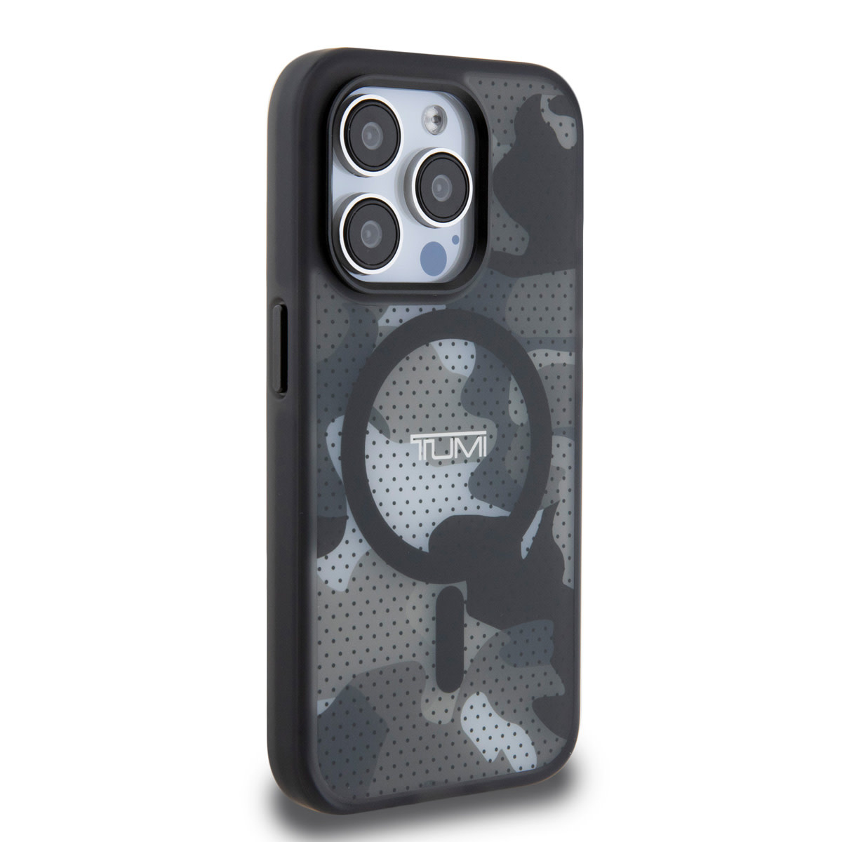Tumi Tumi iPhone 15 Pro Backcover hoesje - Magsafe - Frosted Camouflage Design - Zwart, foto 4 van 6