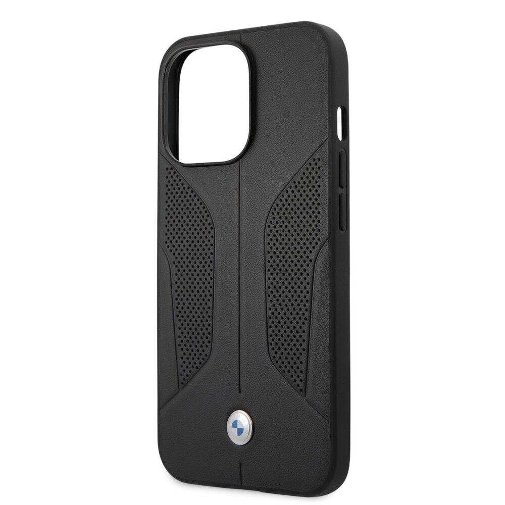 BMW BMW iPhone 13 Pro Back cover coque - Leather Signature - Perforated Sides - Noir BMW BMW iPhone 13 Pro Back cover coque - Leather Signature - Perforated Sides - Noir