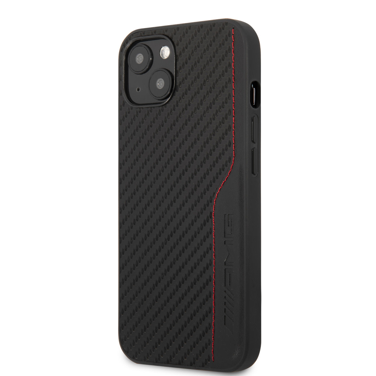 AMG AMG iPhone 14 & 13 Backcover hoesje - Carbon Effect - Leather & Red Stitching - Zwart, foto 2 van 6