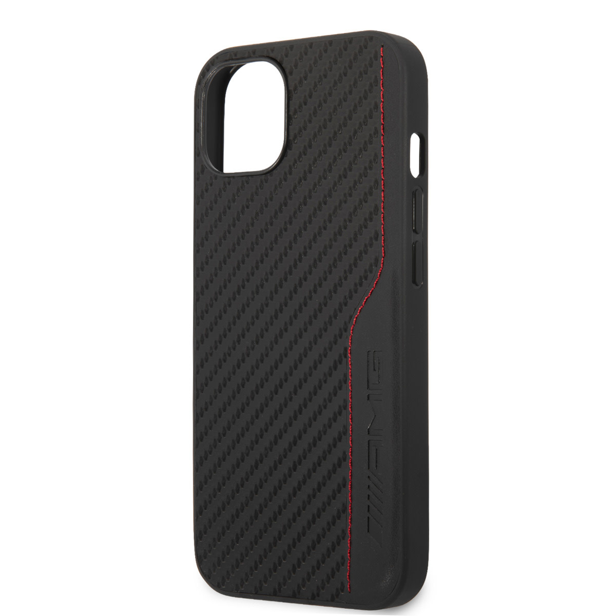 AMG AMG iPhone 14 & 13 Backcover hoesje - Carbon Effect - Leather & Red Stitching - Zwart, foto 5 van 6