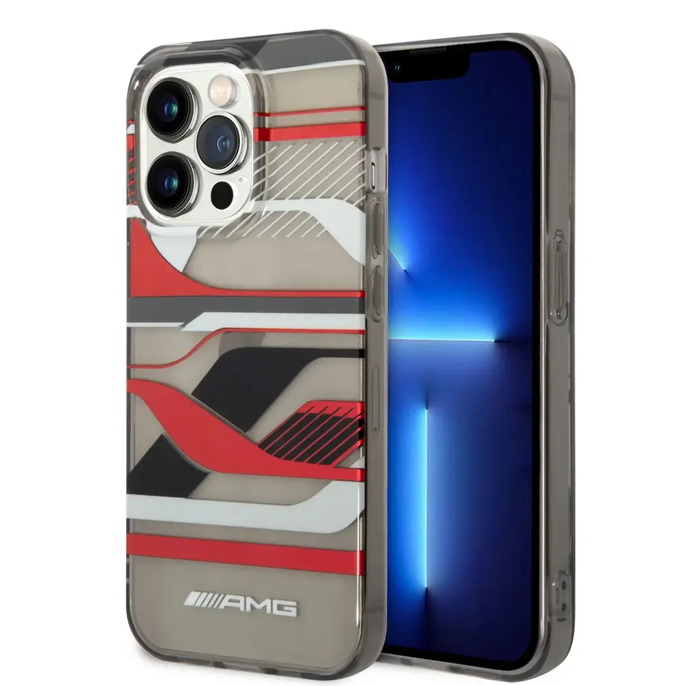 AMG AMG iPhone 14 & 13 Back cover case - Double Layer - Expressive Red Graphic Design - Transparent