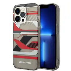 AMG iPhone 14 & 13 Back-Cover hul - Double Layer - Expressive Red Graphic Design - Transparent