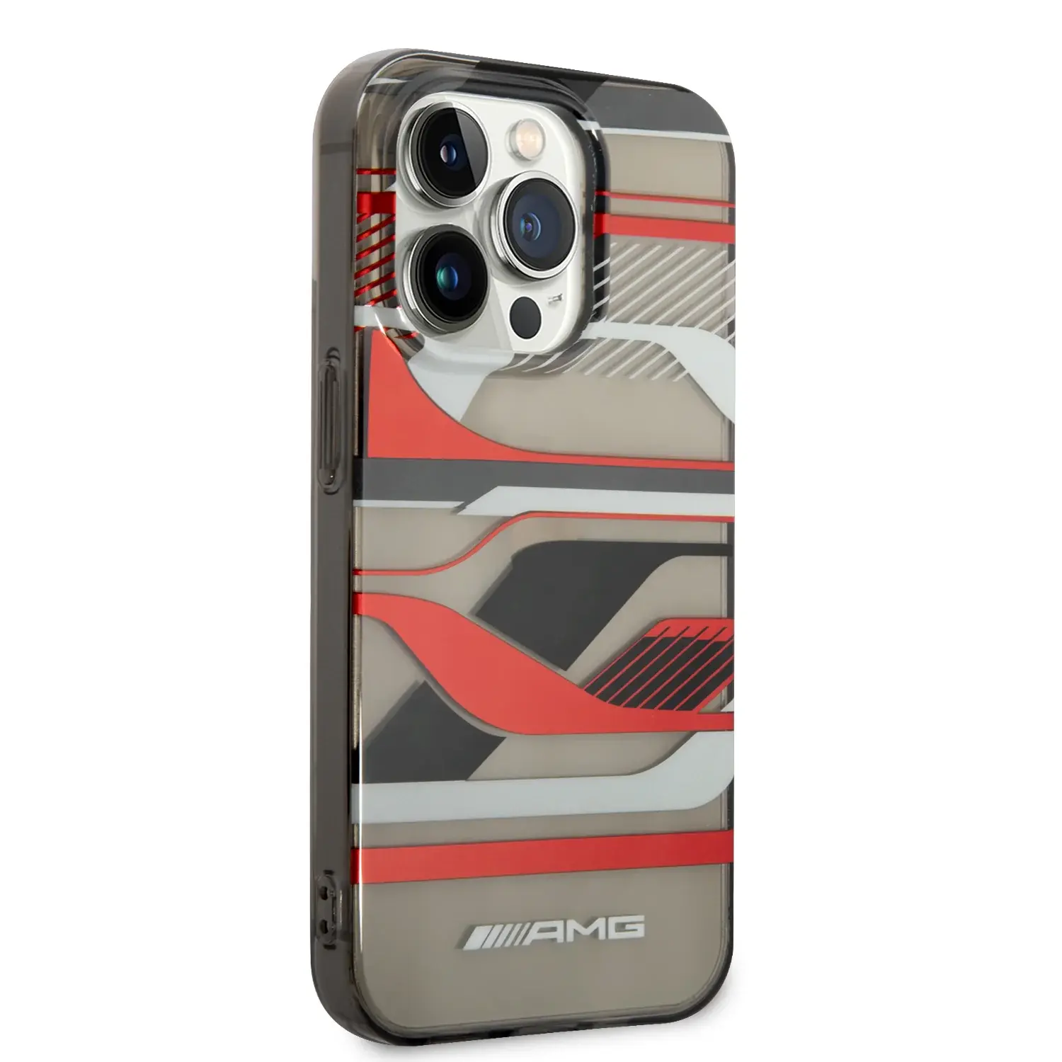 AMG AMG iPhone 14 & 13 Backcover hoesje - Double Layer - Expressive Red Graphic Design - Transparant, foto 2 van 4