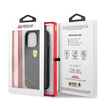 Ferrari Ferrari iPhone 13 Pro Back cover coque - Genuine Leather - Quilted Edge - Yellow Line - Gris
