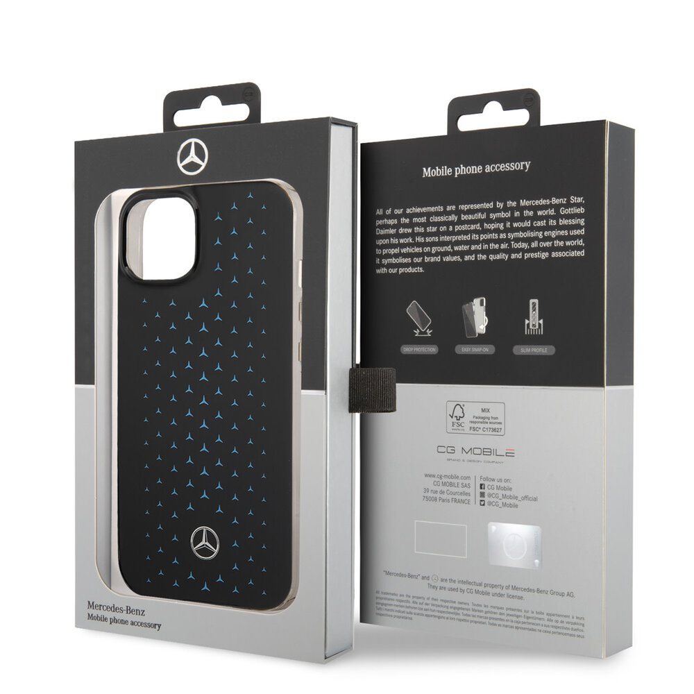 Mercedes-Benz Mercedes-Benz iPhone 14 Plus & 15 Plus Back-Cover hul - Double Layer - Gradient Star Pattern - Schwarz Mercedes-Benz Mercedes-Benz iPhone 14 Plus & 15 Plus Back-Cover hul - Double Layer - Gradient Star Pattern - Schwarz