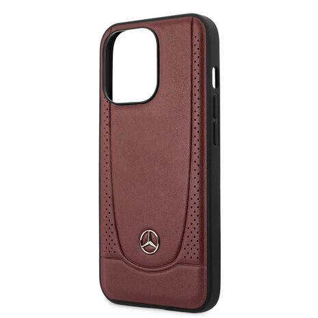 Mercedes-Benz Mercedes-Benz iPhone 13 Pro Back-Cover hul - Genuine Leather - Perforated - Rot Mercedes-Benz Mercedes-Benz iPhone 13 Pro Back-Cover hul - Genuine Leather - Perforated - Rot