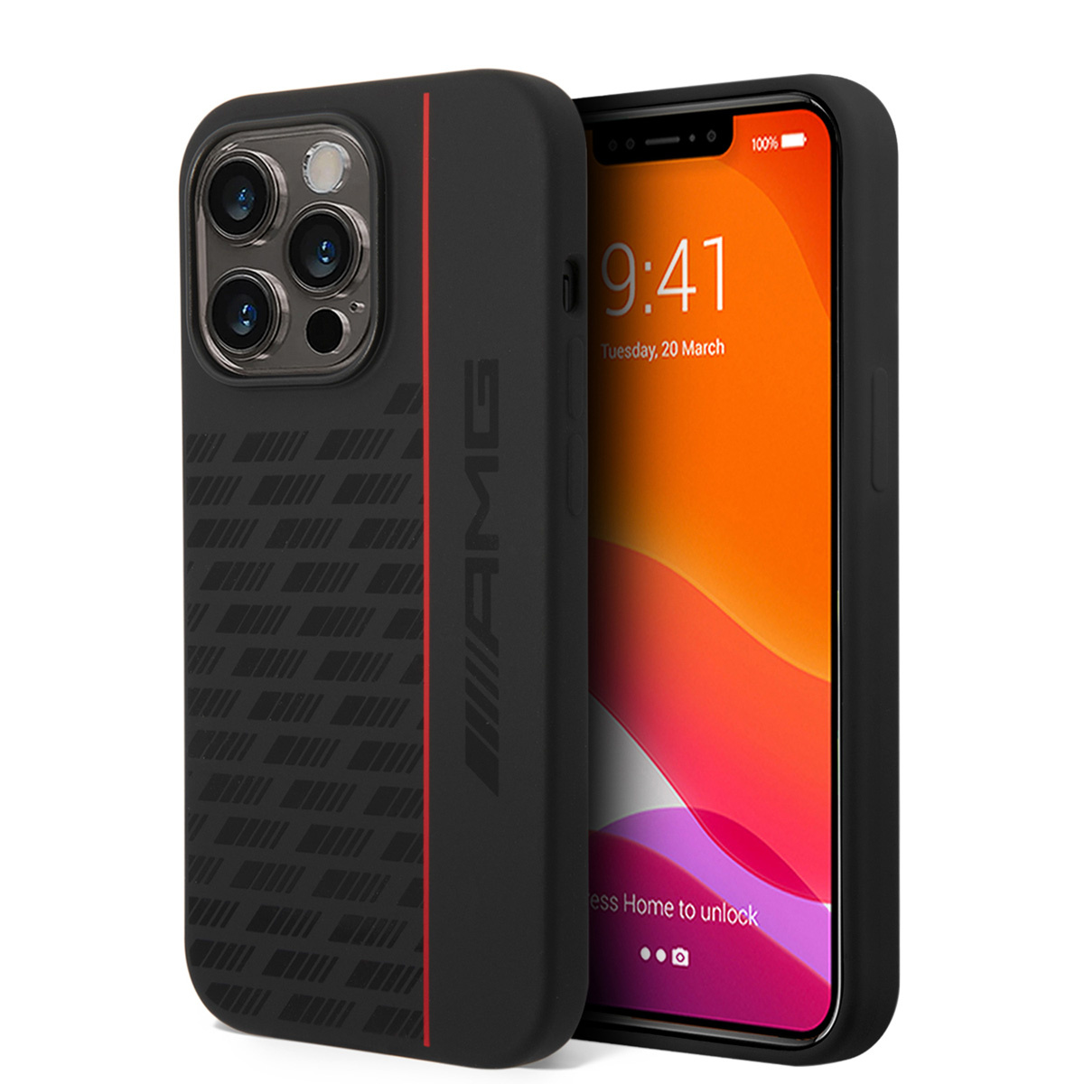 AMG AMG iPhone 14 Pro Backcover hoesje - Double Layer - Carbon Pattern - Zwart