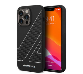 AMG AMG iPhone 14 Pro Max Backcover hoesje - Double Layer - Checkered Flag Pattern - Zwart AMG AMG iPhone 14 Pro Max Backcover hoesje - Double Layer - Checkered Flag Pattern - Zwart
